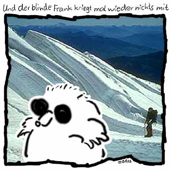 Antarktis, Arktis, Bergsteiger, Einde, Eis, Eisberg, Eiswste, Frost, frostig, Gipfelstrmer, kalt, Klte, Schnee – Und der blinde Frank kriegt mal wieder nichts mit – © Thiemo Kreuz