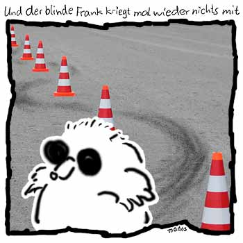 Kegel, Kurve, Kurvenlage, Slalom – Und der blinde Frank kriegt mal wieder nichts mit – © Thiemo Kreuz